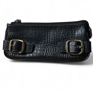 Tommy Hilfiger Grunge Y2K Buckle Bag Purse Faux Leather Croc Clutch Pouch Grunge